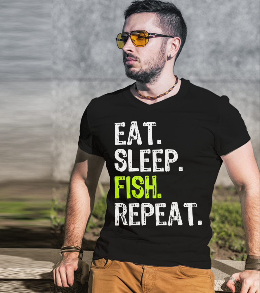 Eat Sleep Fish Repeat Funny Fishing 148 T-Shirt
