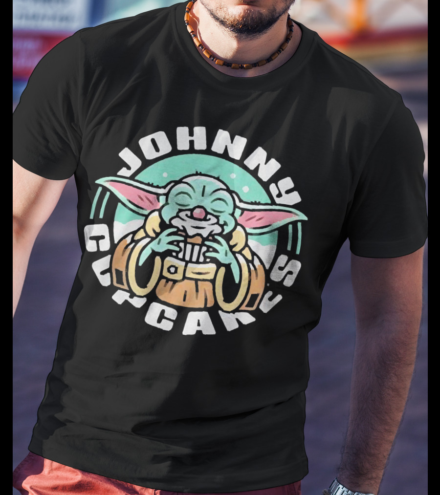 Johnny Cupcakes Baby Yoda Enjoying Cupcake T-Shirt