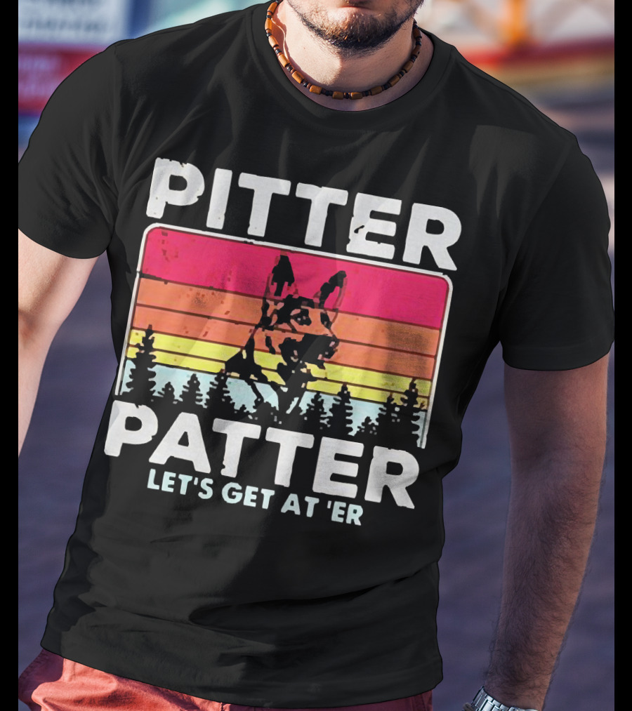 Pitter Patter German Shepherd Let's Get At 'Er Vintage Sunset Forest T-Shirt