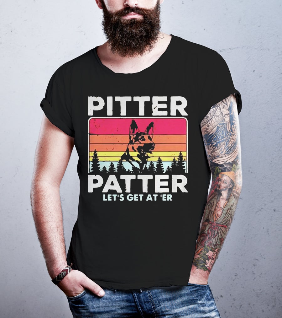 Pitter Patter German Shepherd Let's Get At 'Er Vintage Sunset Forest T-Shirt