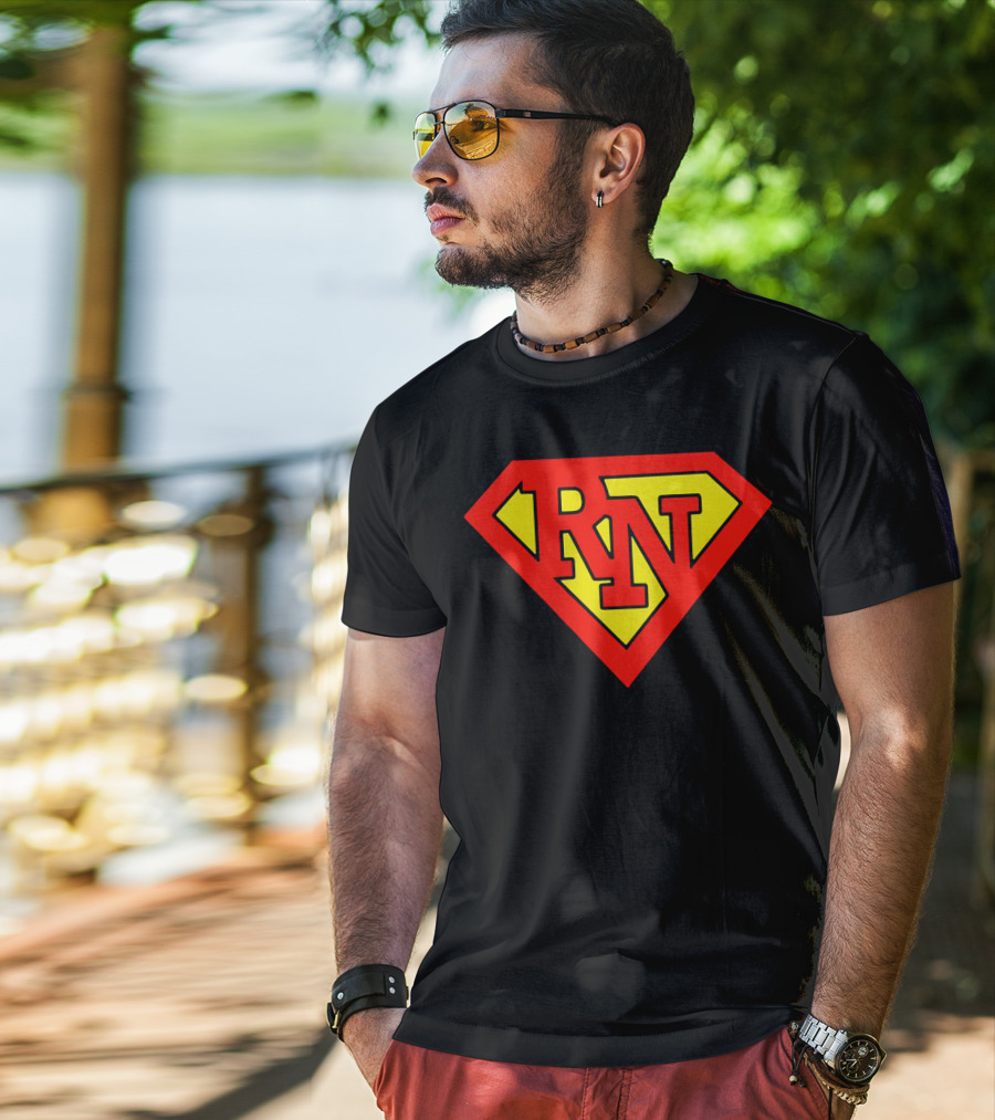 RN Superhero Nurse Emblem T-Shirt