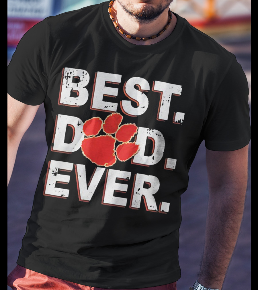 Best Dad Ever Clemson Paw Prints T-Shirt