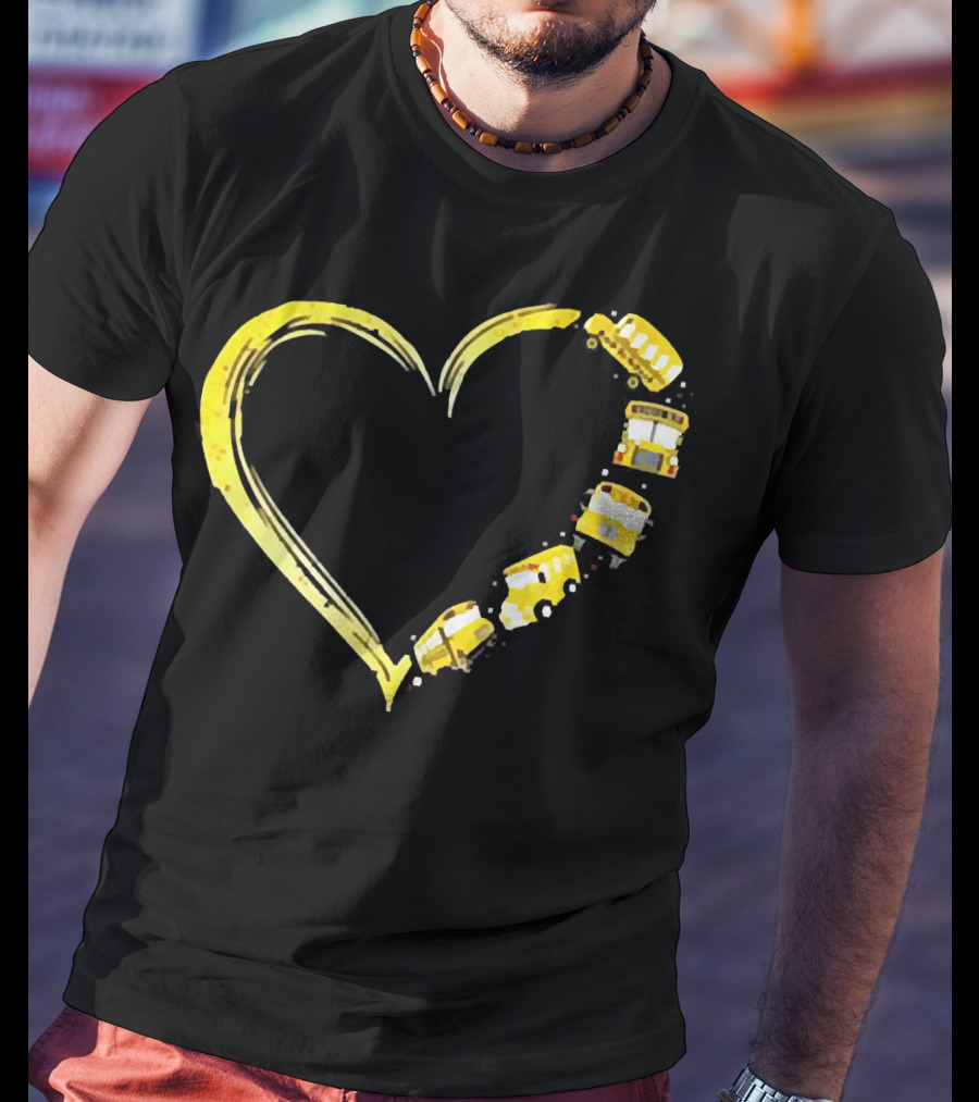 Heart-Shaped Yellow School Bus Journey Love Back To School T-Shirt