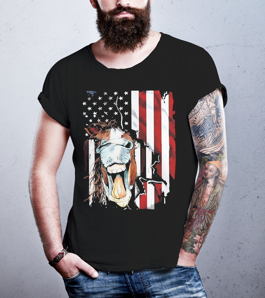 Horse Face American Flag Heritage T-Shirt