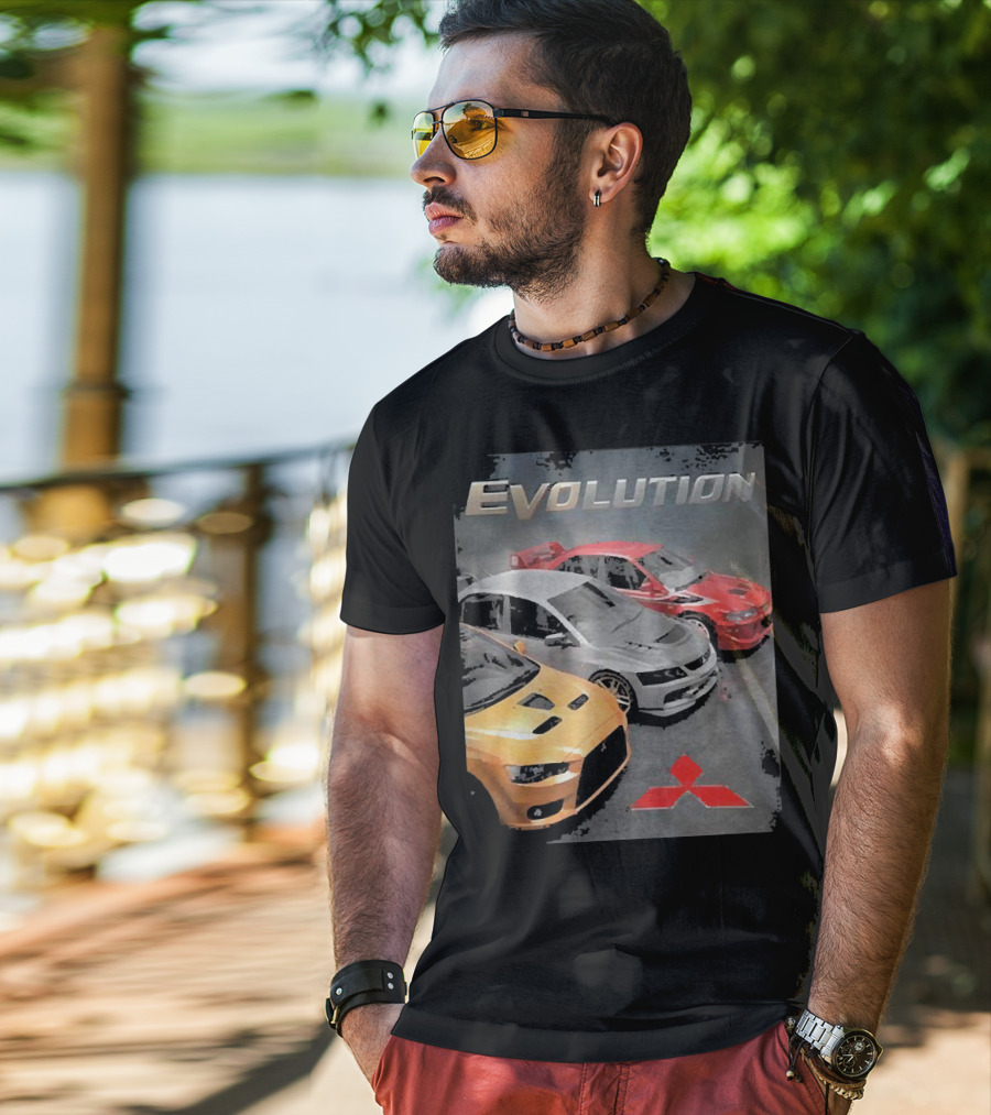Mitsubishi Evolution Cars With Iconic Red T-Shirt