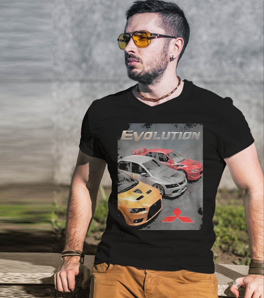 Mitsubishi Evolution Cars With Iconic Red T-Shirt
