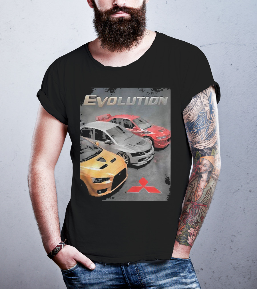 Mitsubishi Evolution Cars With Iconic Red T-Shirt