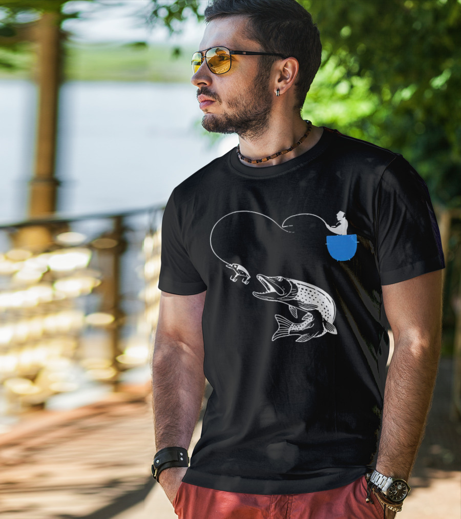 Fishing From The Pocket With A Giant Fish T-Shirt