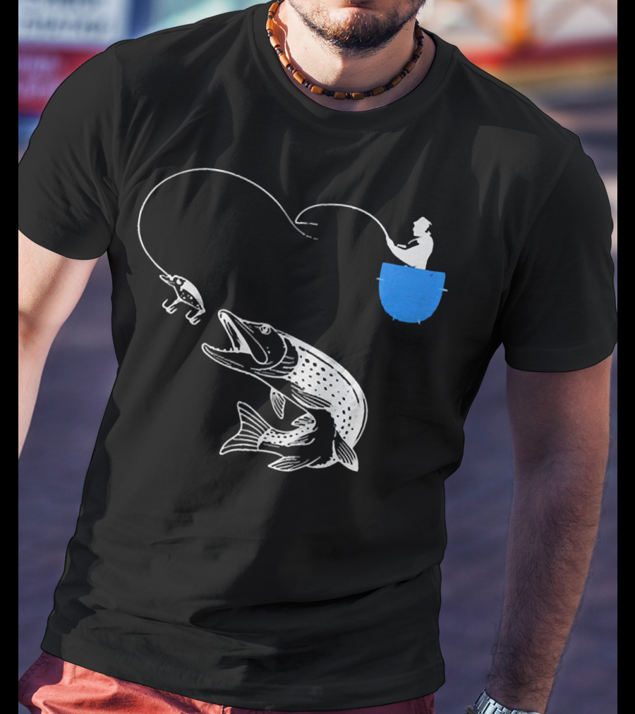 Fishing From The Pocket With A Giant Fish T-Shirt
