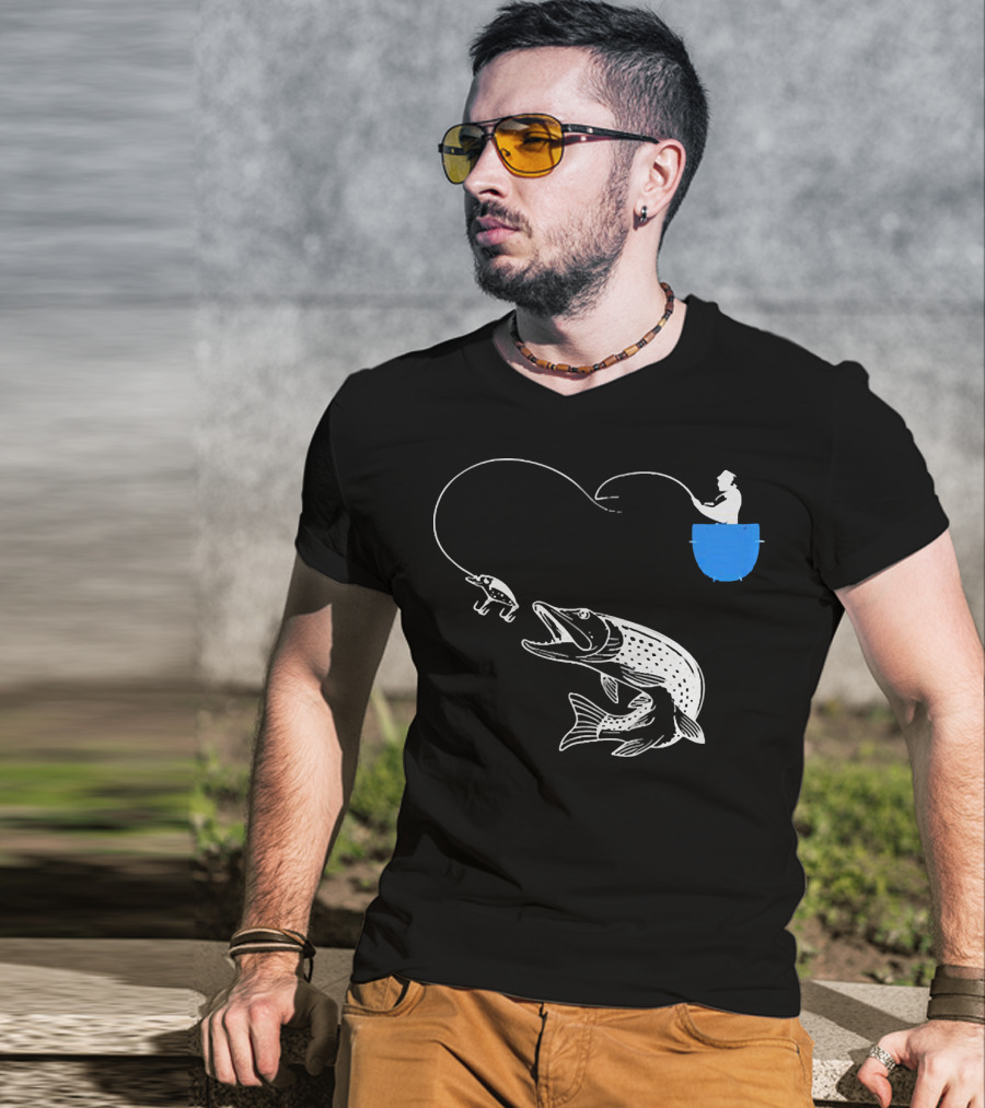 Fishing From The Pocket With A Giant Fish T-Shirt