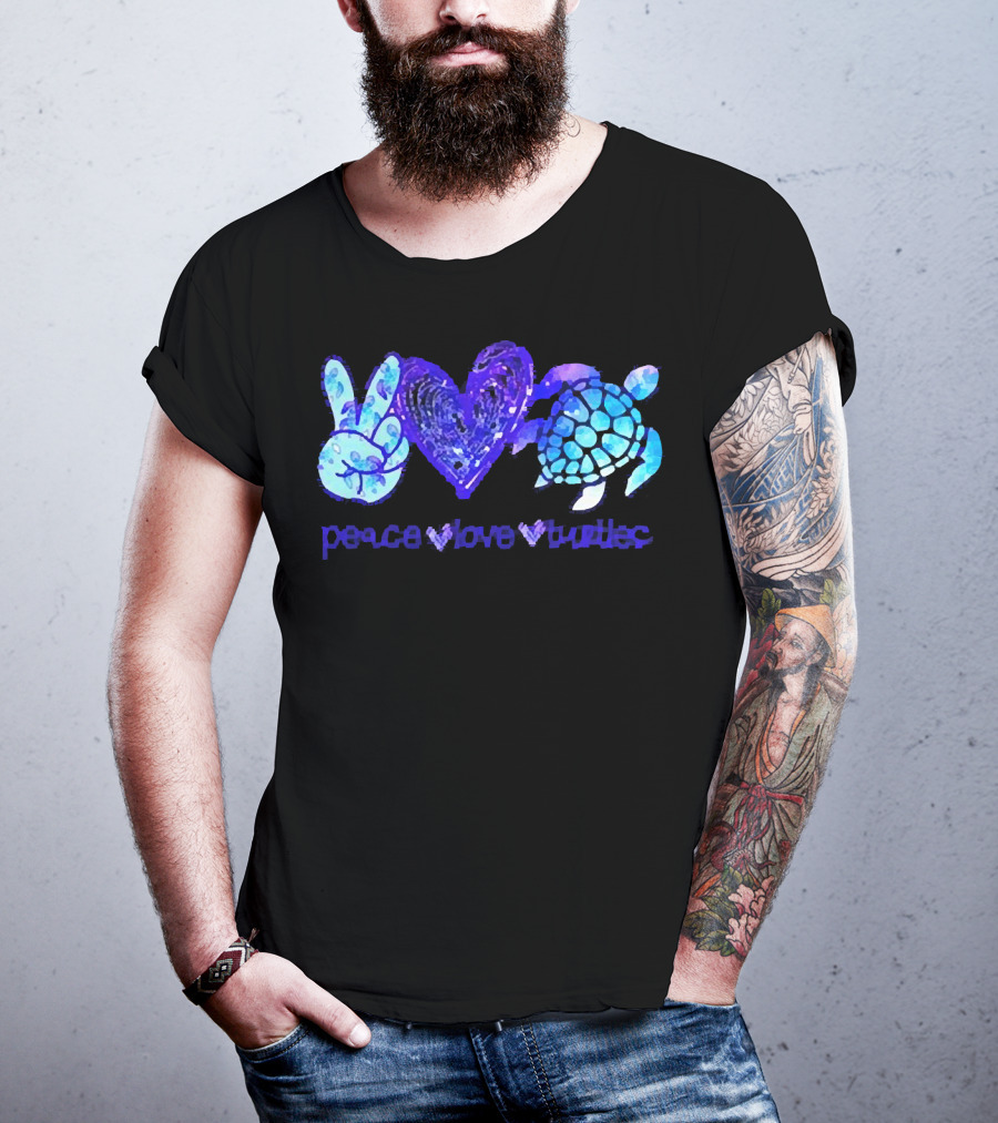 Peace Love Turtles Blue Tie-Dye T-Shirt