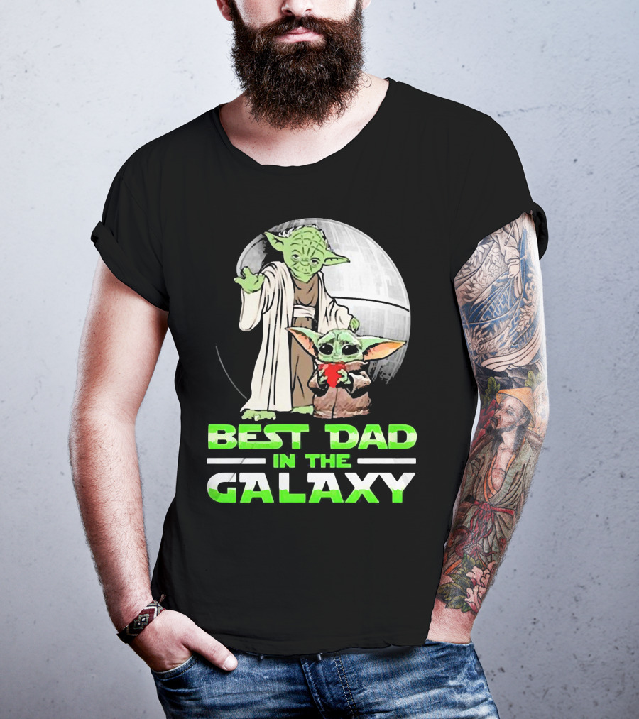 Best Dad In The Galaxy With Yoda And Baby Yoda T-Shirt