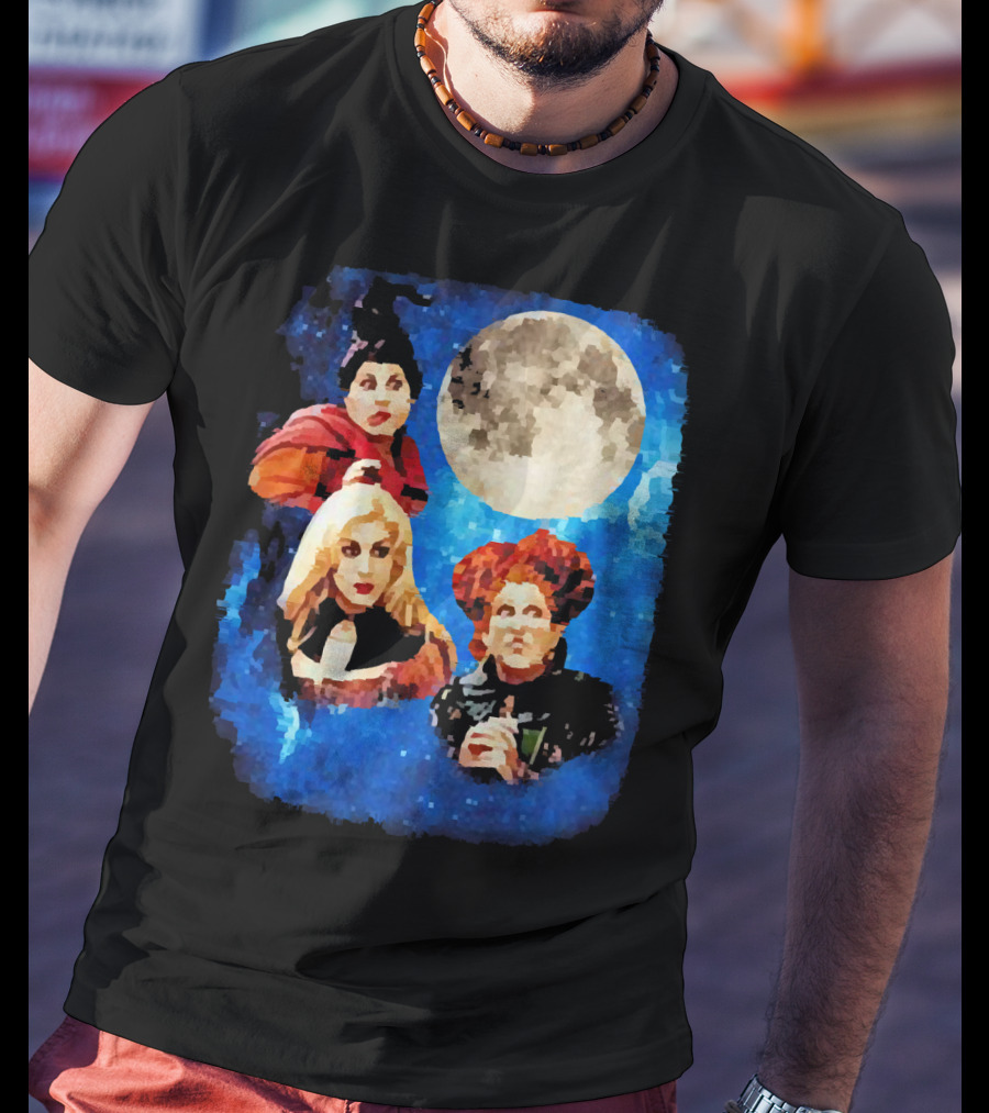 Three Hocus Pocus Moon Sanderson Sisters Night Sky T-Shirt
