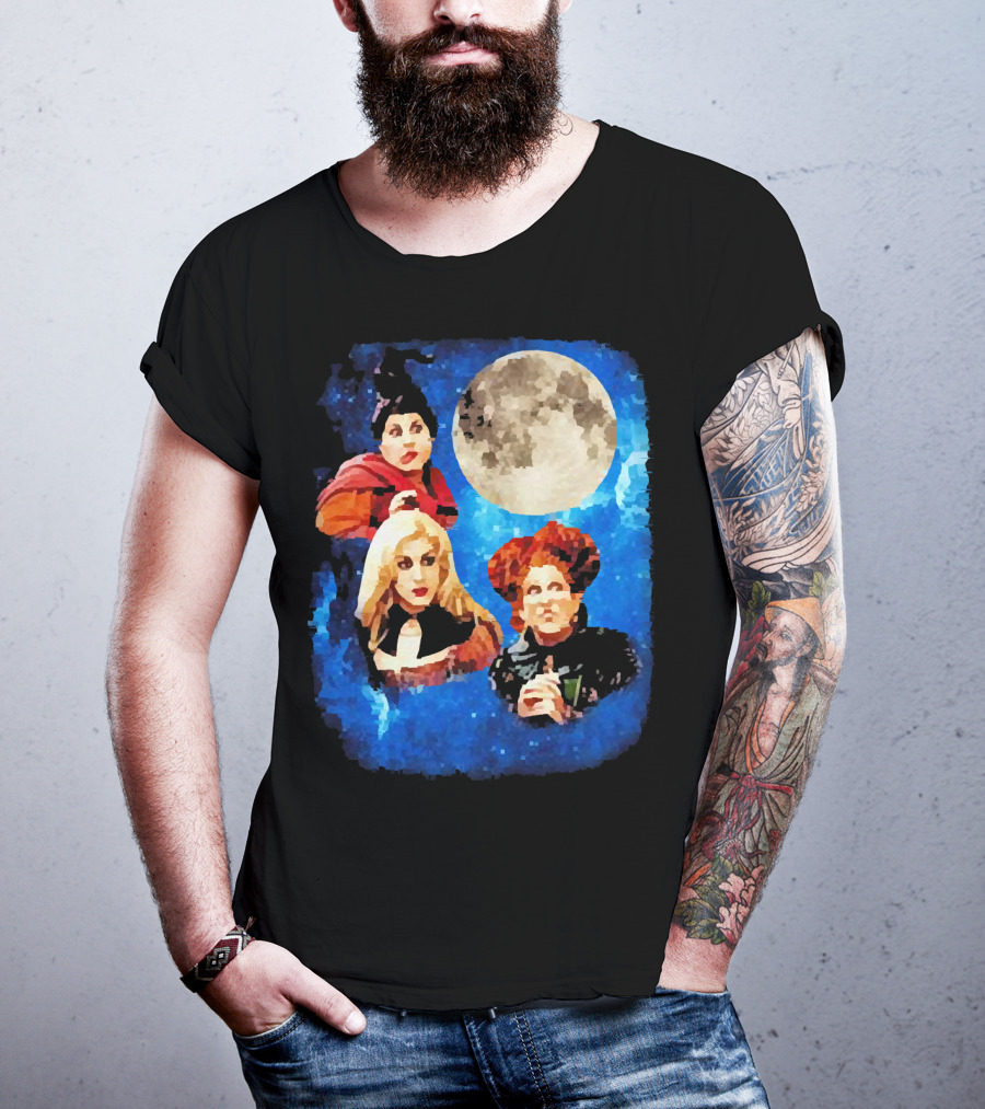 Three Hocus Pocus Moon Sanderson Sisters Night Sky T-Shirt