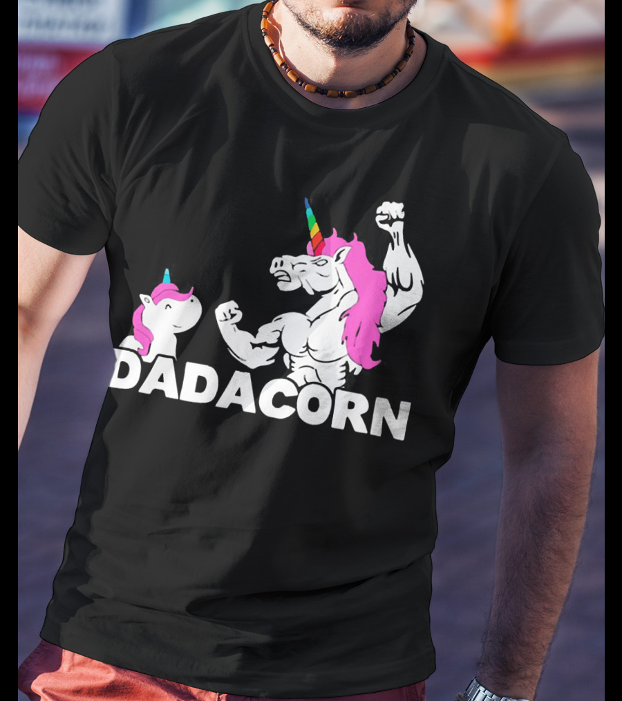 Dadacorn Unicorn Dad Muscular Fantasy T-Shirt