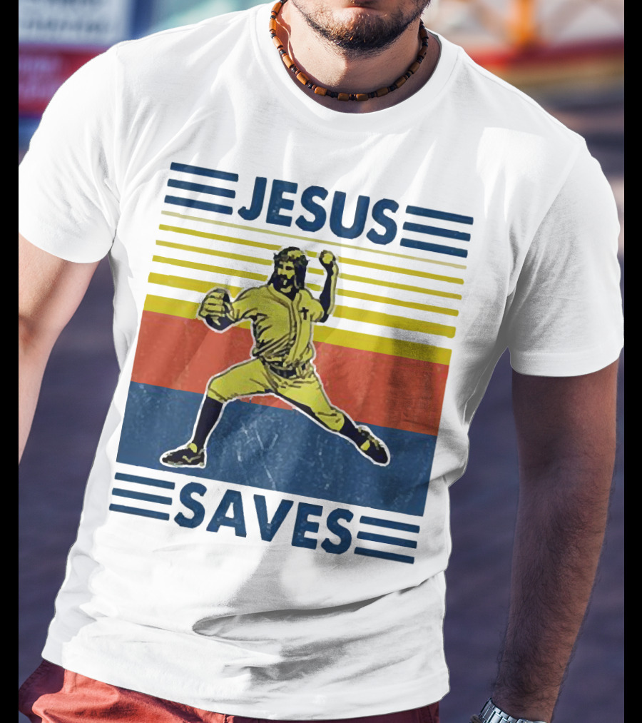 Jesus Saves Baseball Pitcher T-Shirt