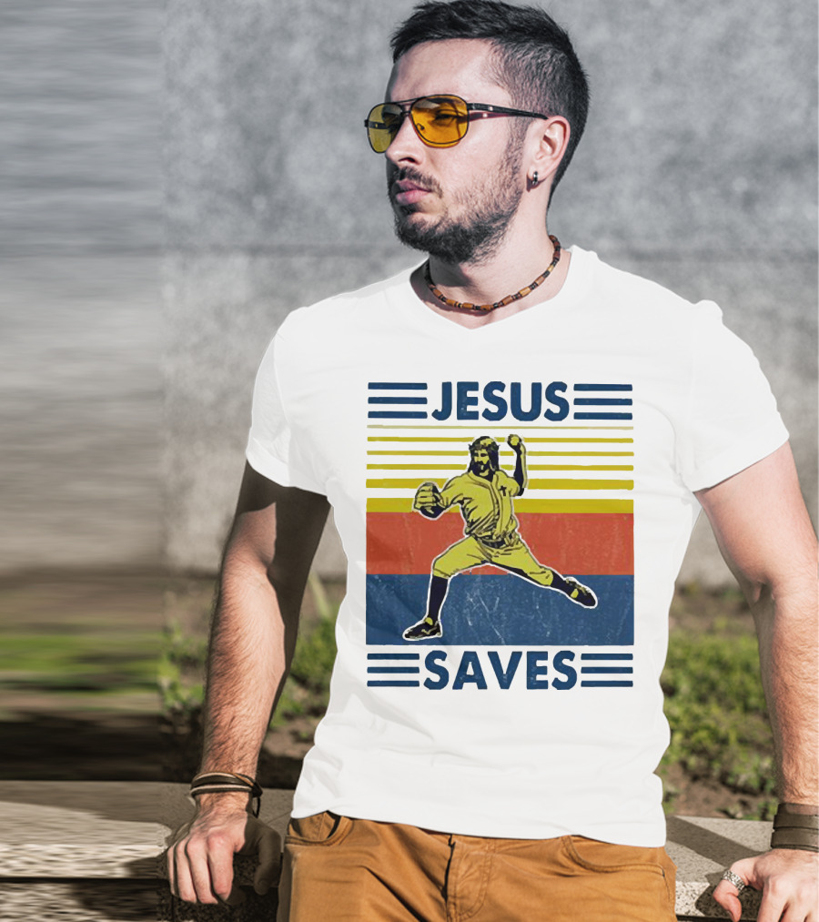 Jesus Saves Baseball Pitcher T-Shirt