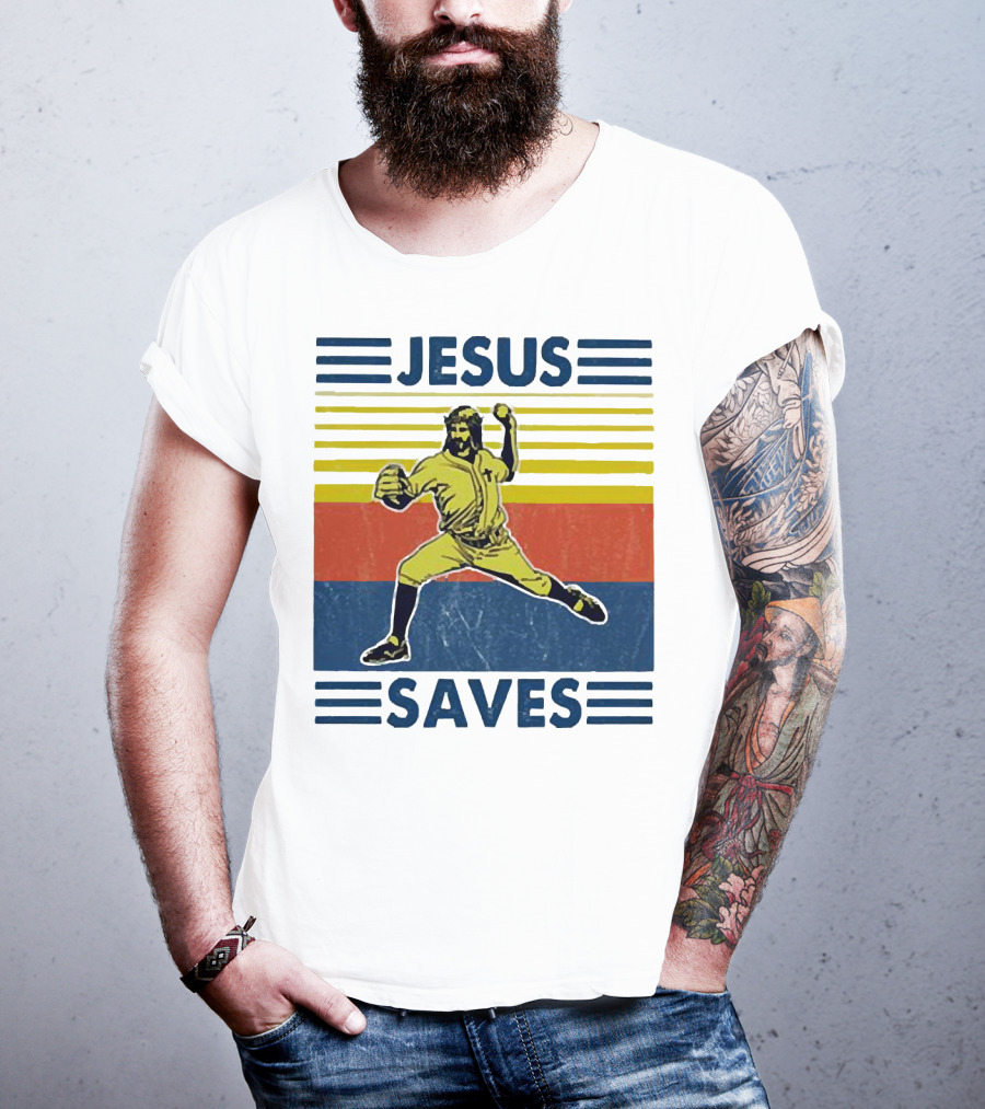Jesus Saves Baseball Pitcher T-Shirt