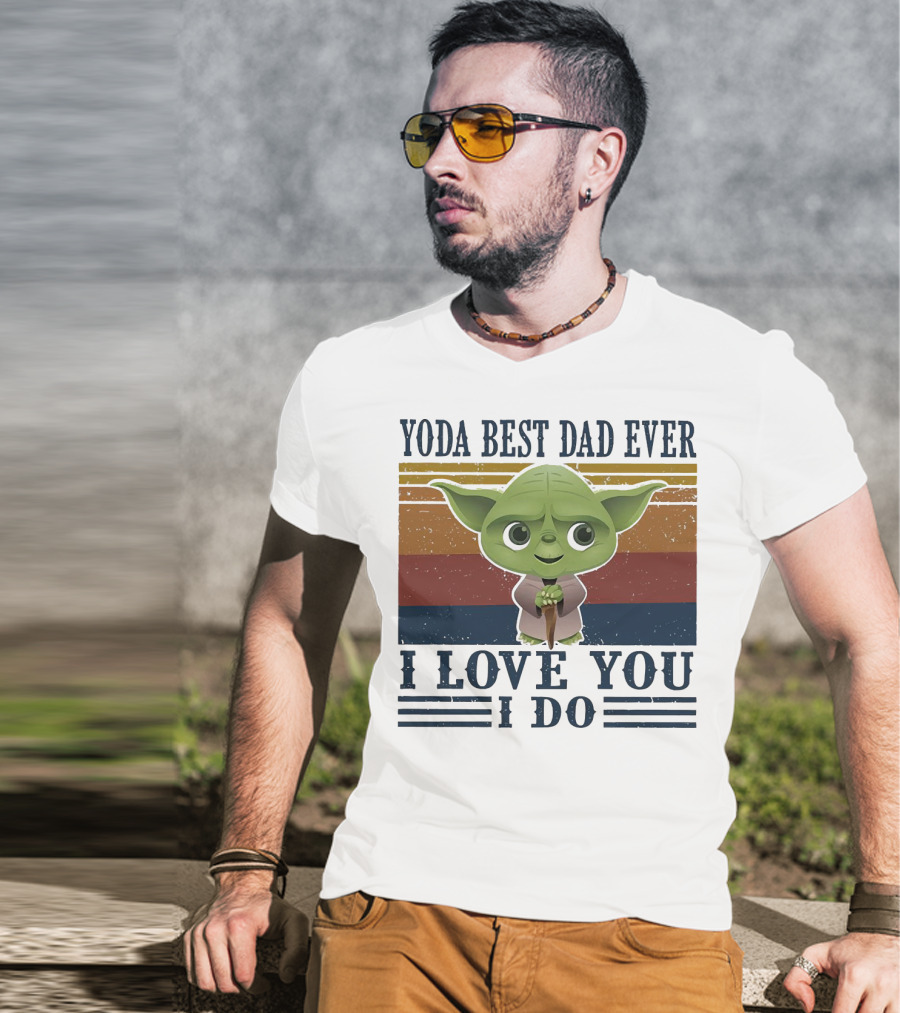 Yoda Best Dad Ever I Love You I Do Retro Colors T-Shirt