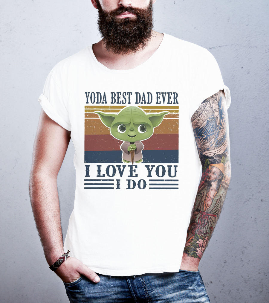 Yoda Best Dad Ever I Love You I Do Retro Colors T-Shirt