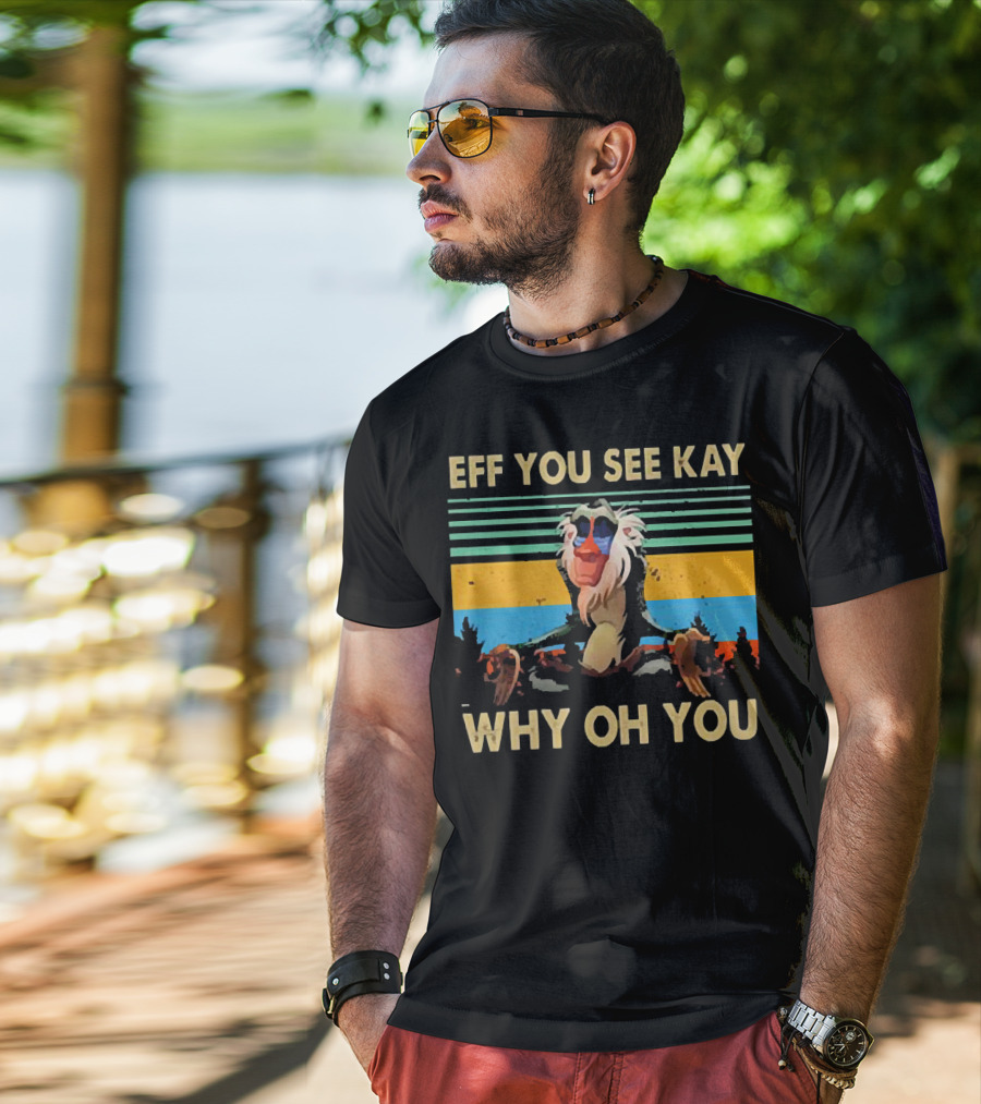 Eff You See Kay Why Oh You Yoga Monkey Retro Sunset T-Shirt