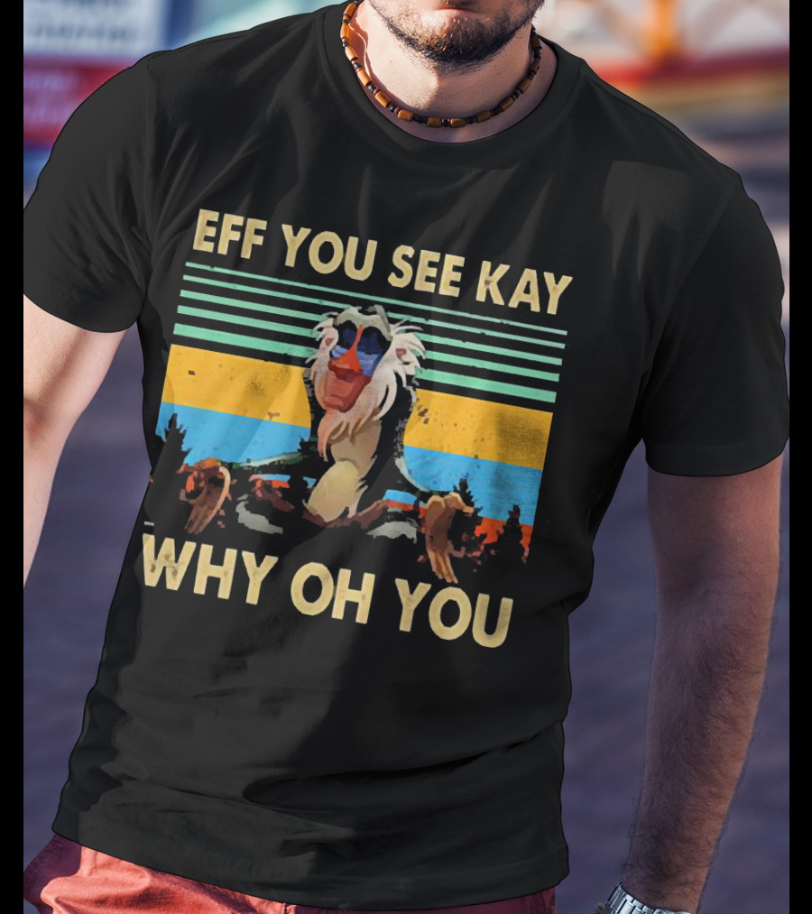 Eff You See Kay Why Oh You Yoga Monkey Retro Sunset T-Shirt