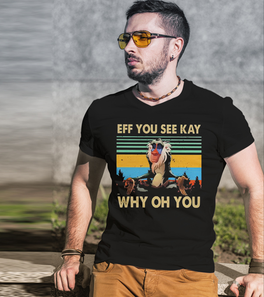 Eff You See Kay Why Oh You Yoga Monkey Retro Sunset T-Shirt