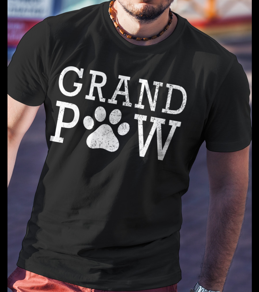 Vintage Funny Grand Paw For Dog Lovers On Grandparents Day T-Shirt