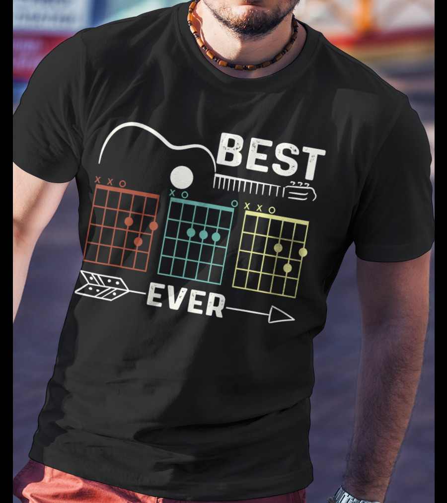 Best Dad Ever Guitar Chords Rock Music Player T-Shirt