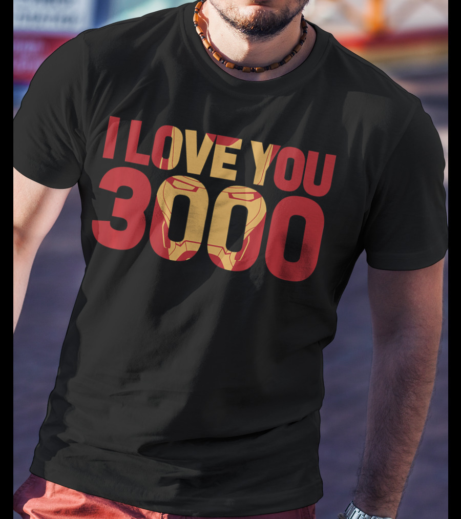 Marvel Avengers Endgame Iron Man I Love You 3000 Iconic Text Fill T-Shirt