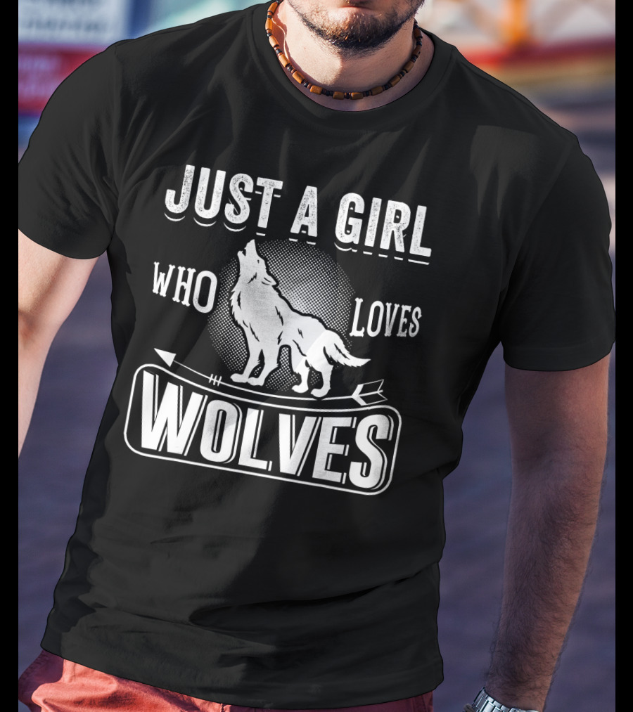 Just A Girl Who Loves Wolves Howling Wolf With Arrow T-Shirt
