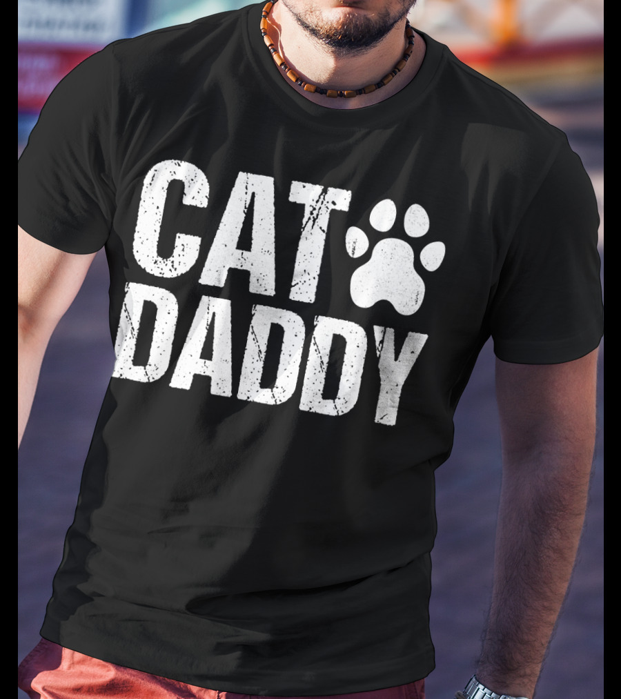 Cat Daddy Men's Funny Rad Dad Cat Paw T-Shirt
