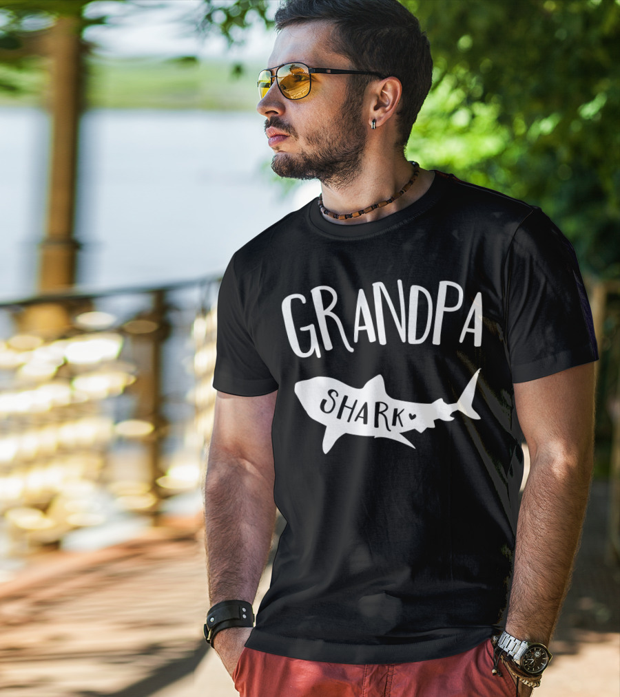 Grandpa Shark Doo Doo Playful Ocean Family Fun T-Shirt