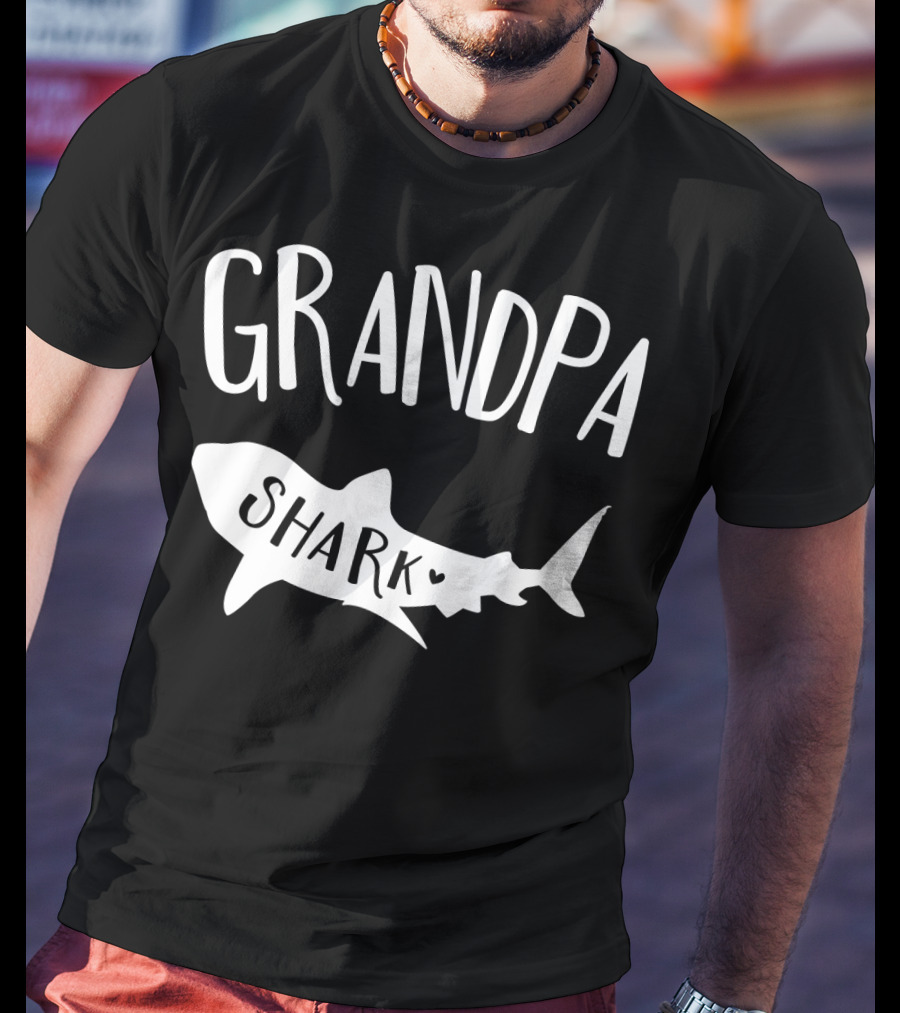 Grandpa Shark Doo Doo Playful Ocean Family Fun T-Shirt