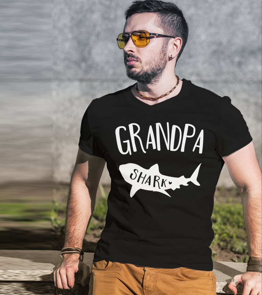 Grandpa Shark Doo Doo Playful Ocean Family Fun T-Shirt