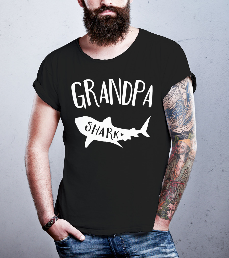 Grandpa Shark Doo Doo Playful Ocean Family Fun T-Shirt