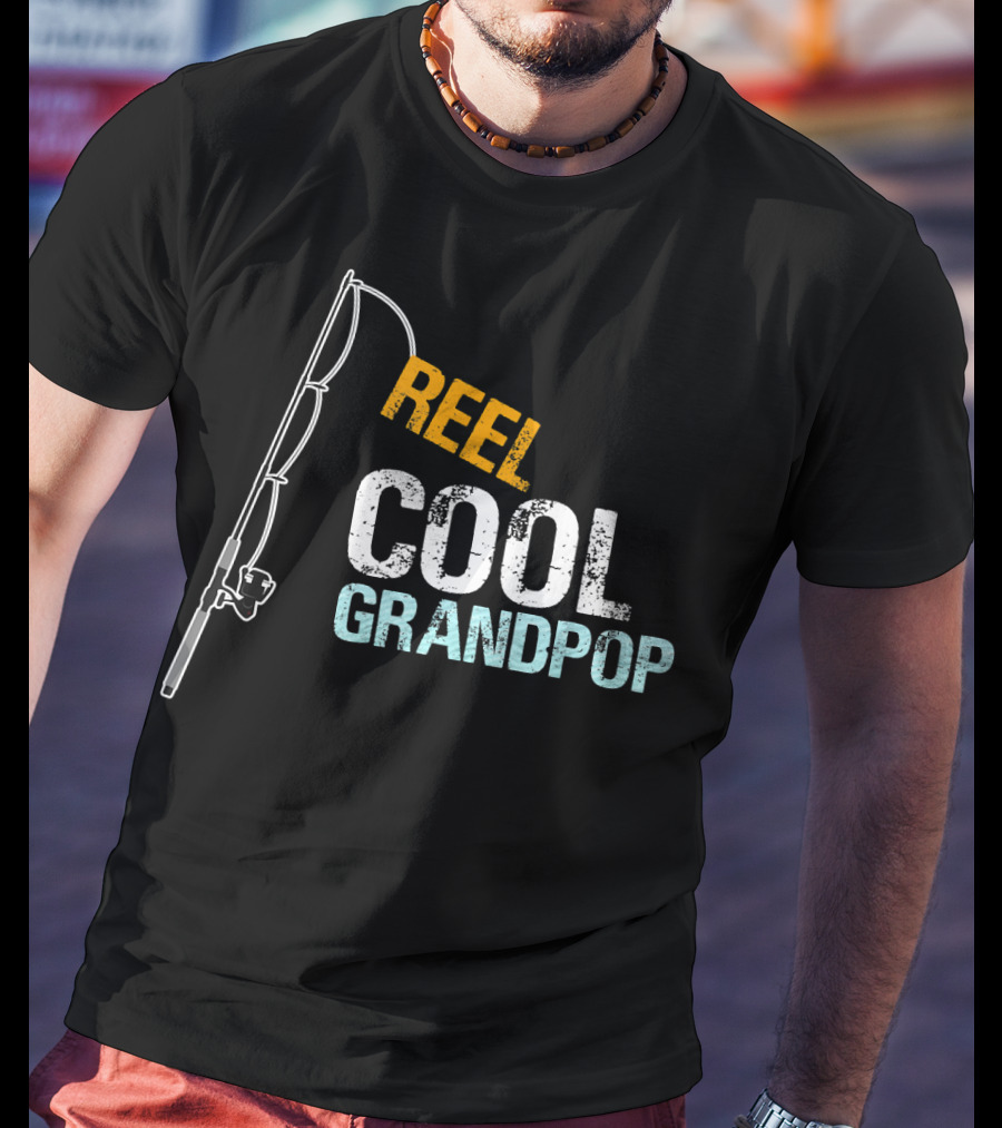 Mens Reel Cool Grandpop From Granddaughter Grandson Fishing Rod T-Shirt