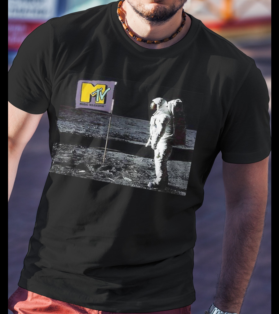 MTV Music Television Astronaut Planting Flag Man On The Moon T-Shirt