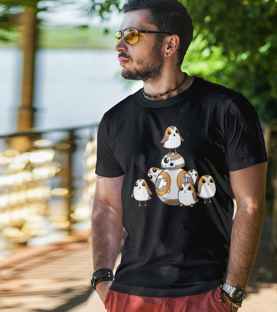 Porgs Playing Around BB-8 From Star Wars T-Shirt