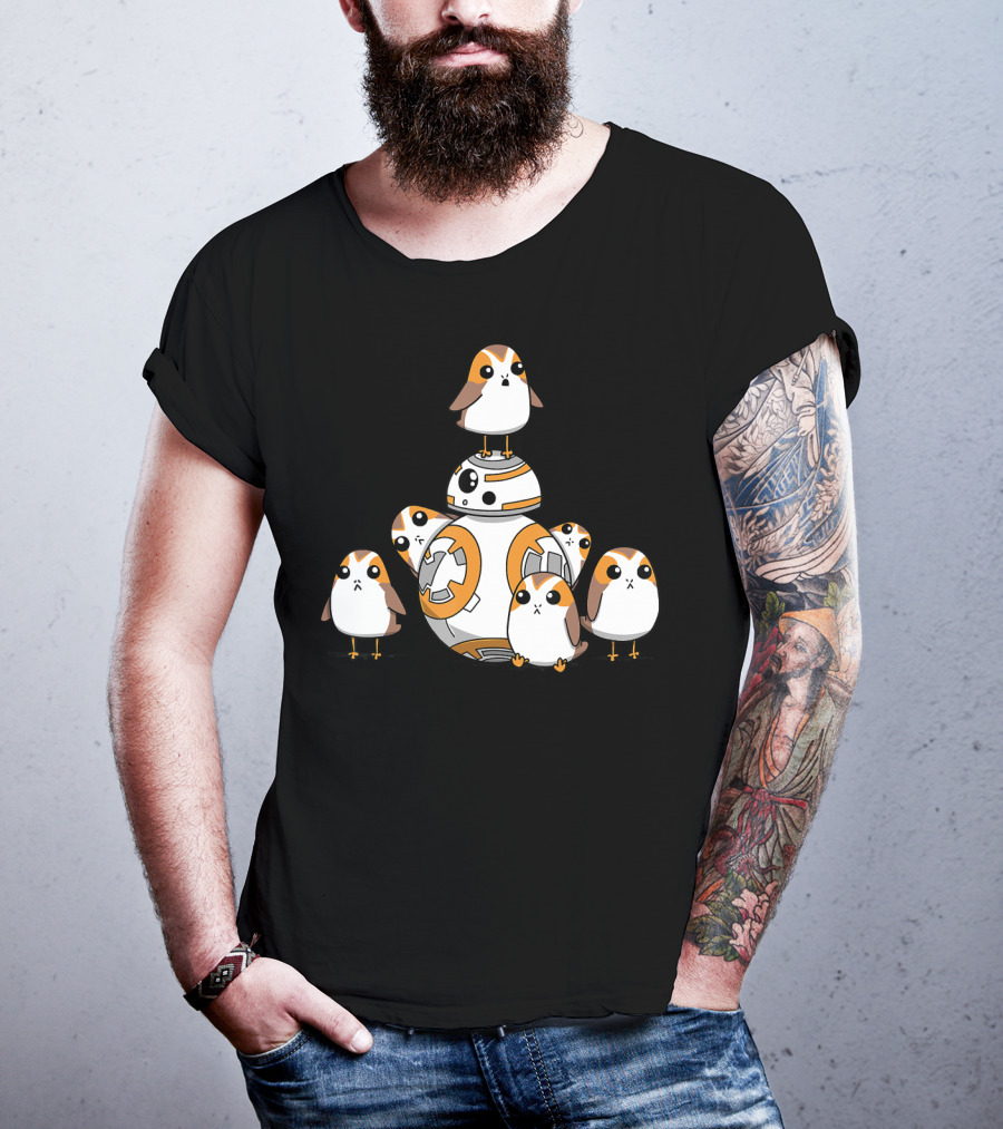 Porgs Playing Around BB-8 From Star Wars T-Shirt