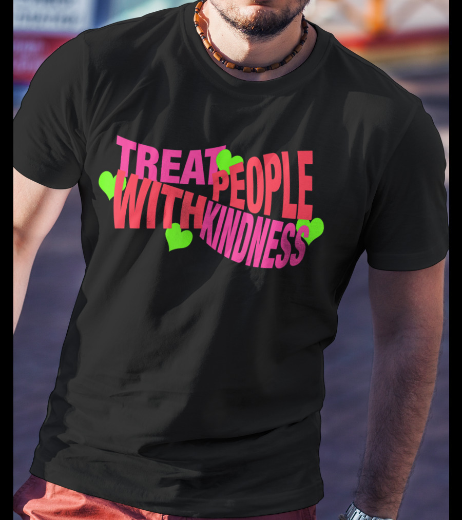 Treat People With Kindness Neon Hearts T-Shirt