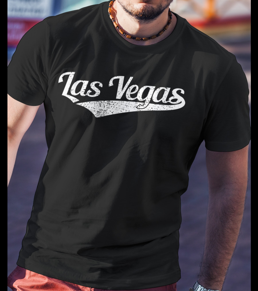 Vintage Las Vegas Retro College Style Classic Baseball Script T-Shirt