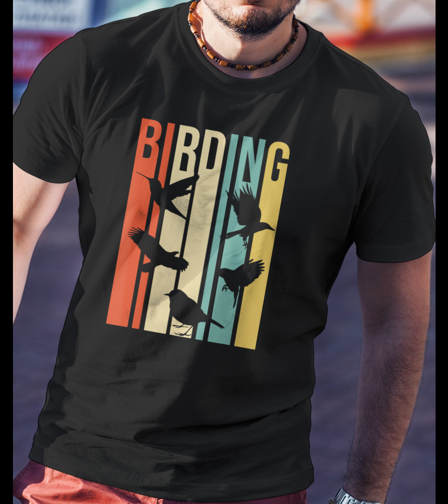 Vintage Style Birding With Birds Retro T-Shirt