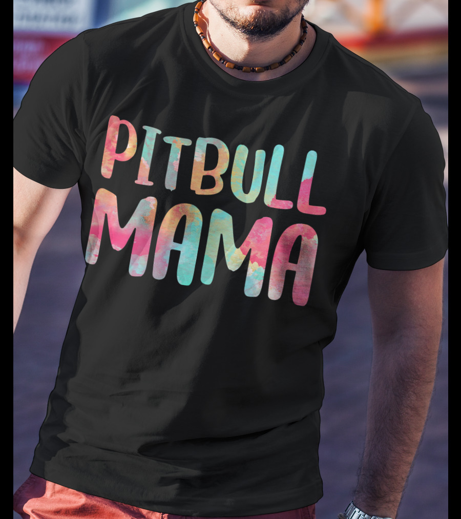 Prideful Colorful Pitbull Mama T-Shirt
