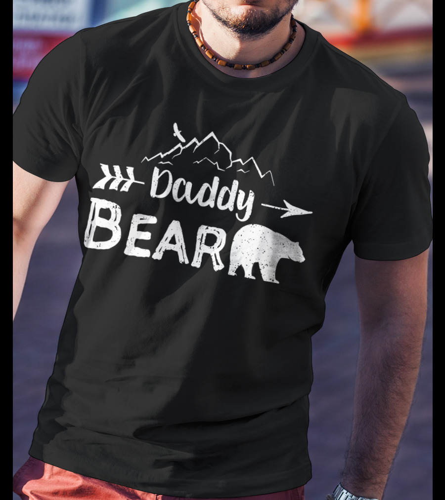 Daddy Bear Family Camping Matching Design With Mountains And Arrow T-Shirt