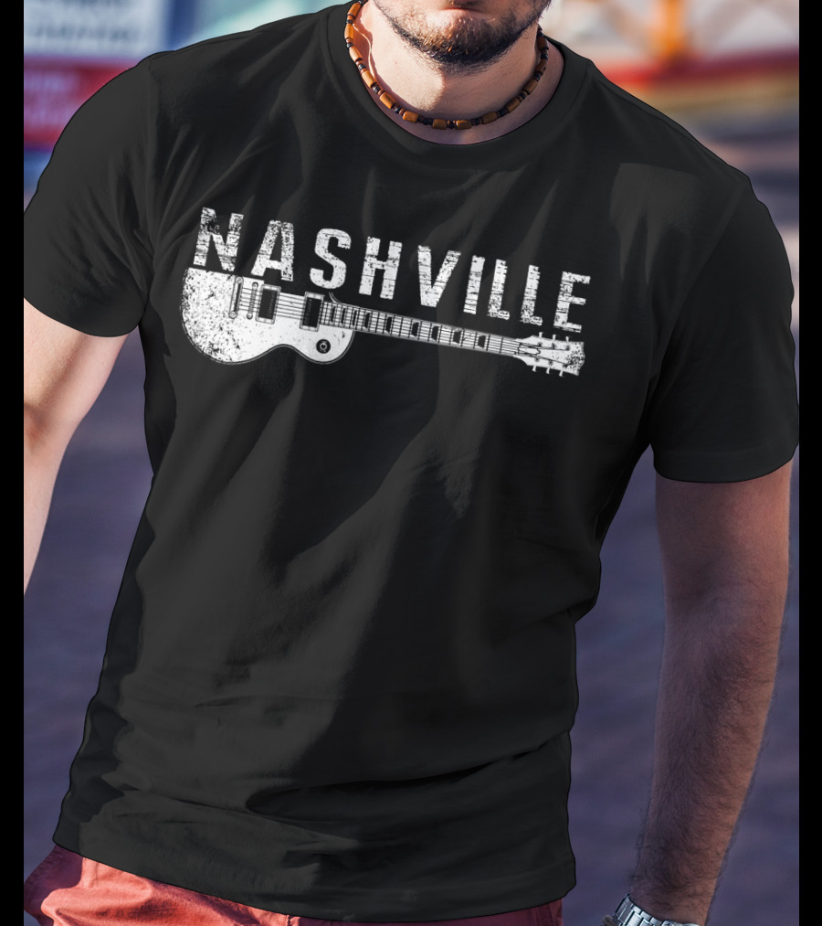 Nashville Guitar Music Country Music Lovers Iconic Instrument Themes T-Shirt