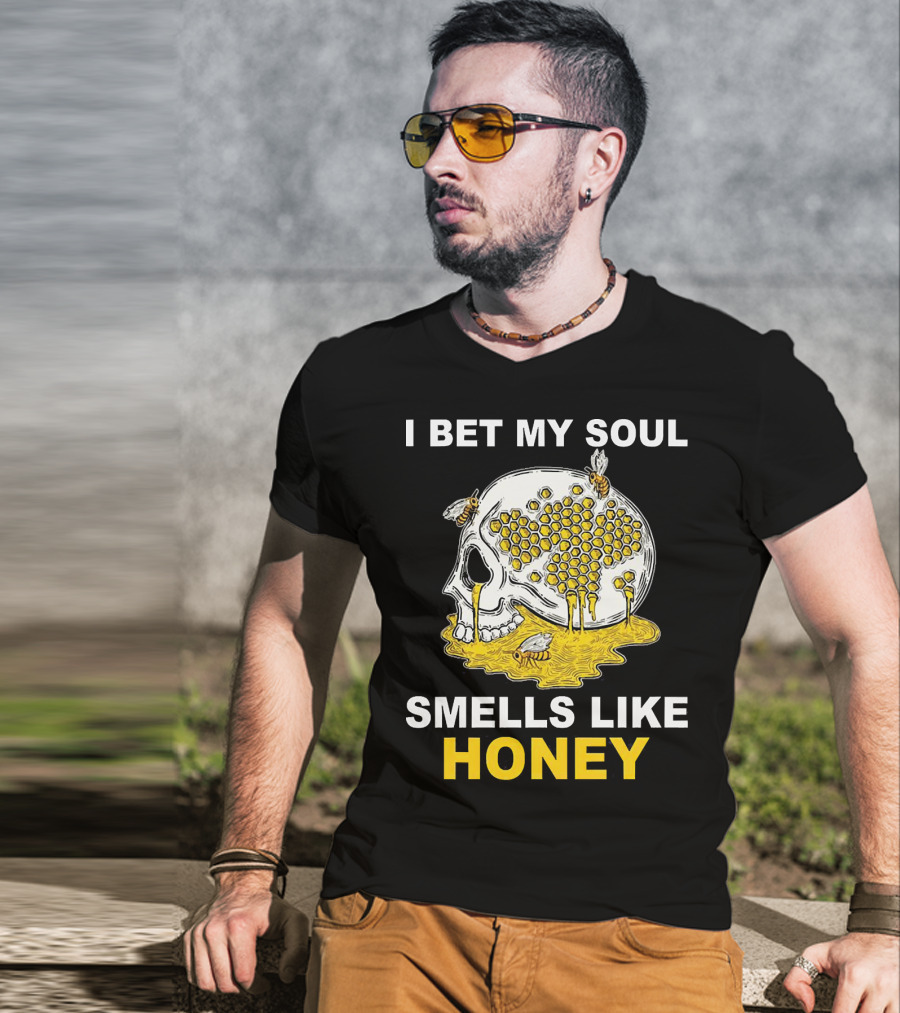 I Bet My Soul Smells Like Honey Skull With Bees And Honeycomb T-Shirt