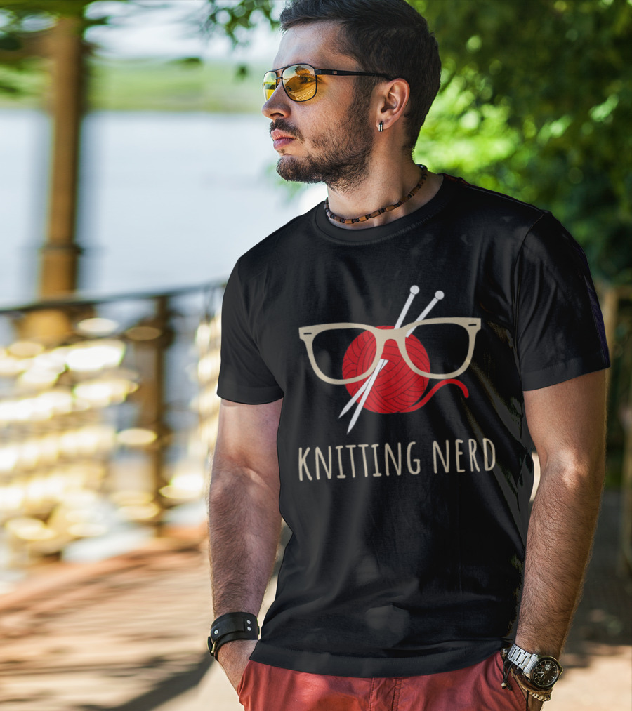Knitting Nerd Funny Grandma Mom Yarn Lover Knit Needles T-Shirt