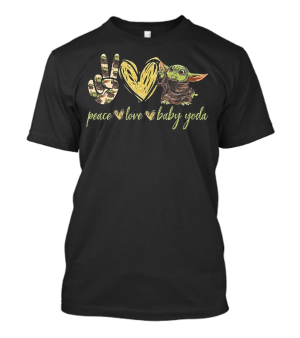 Peace Love Baby Yoda Shirt Star Wars Mandalorian Grogu T-Shirt