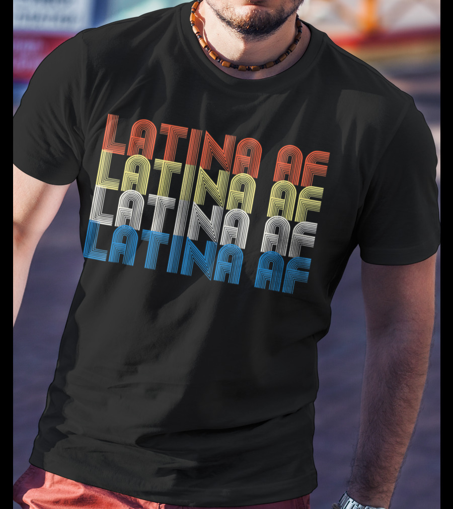 Latina AF Vintage Feminist Rainbow Stripes T-Shirt